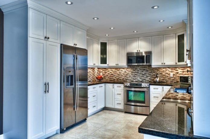 U Shape White Kitchen