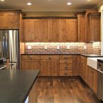 Kitchen, stain grade alder, flat panel, crown mold