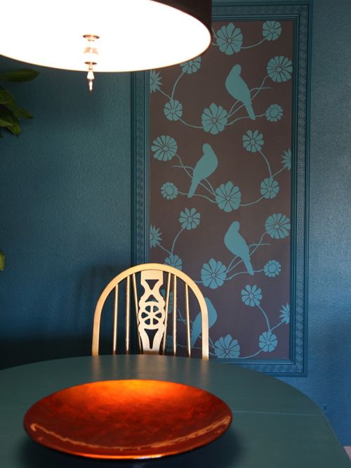 Framed Wallpaper in Dining Room