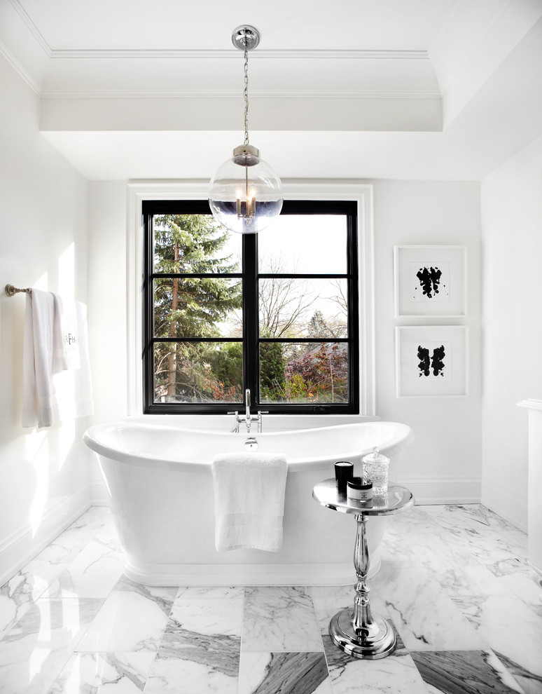 black window frames in white room