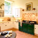 large green aga stove in kitchen
