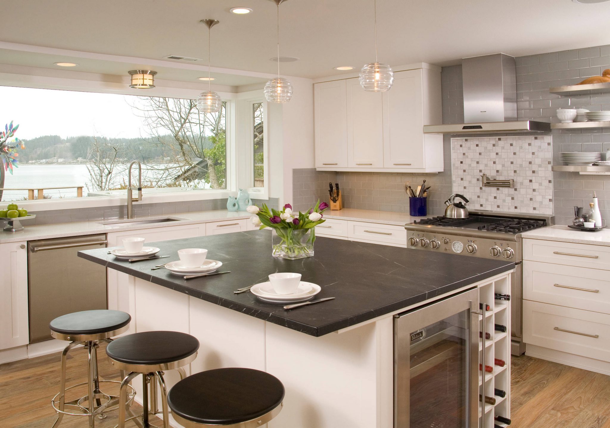 sleek black slate countertop