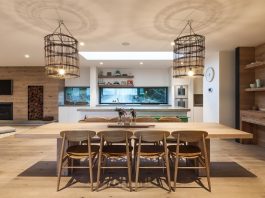 large open kitchen cage lights
