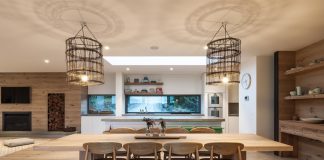 large open kitchen cage lights