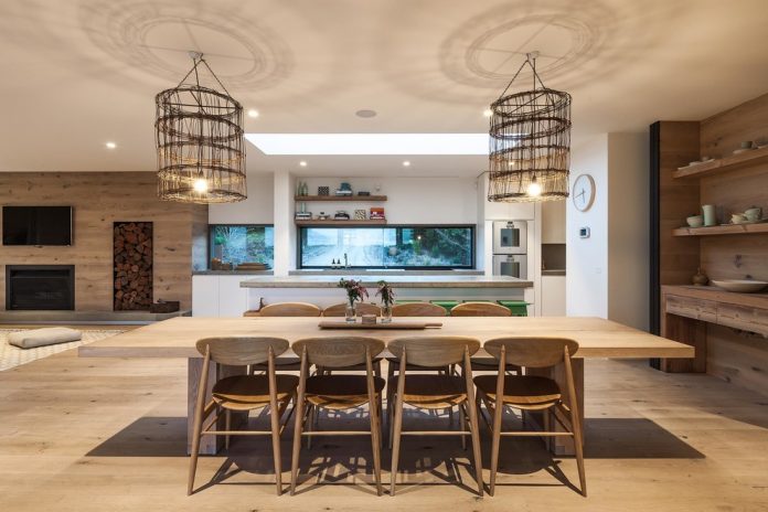 large open kitchen cage lights