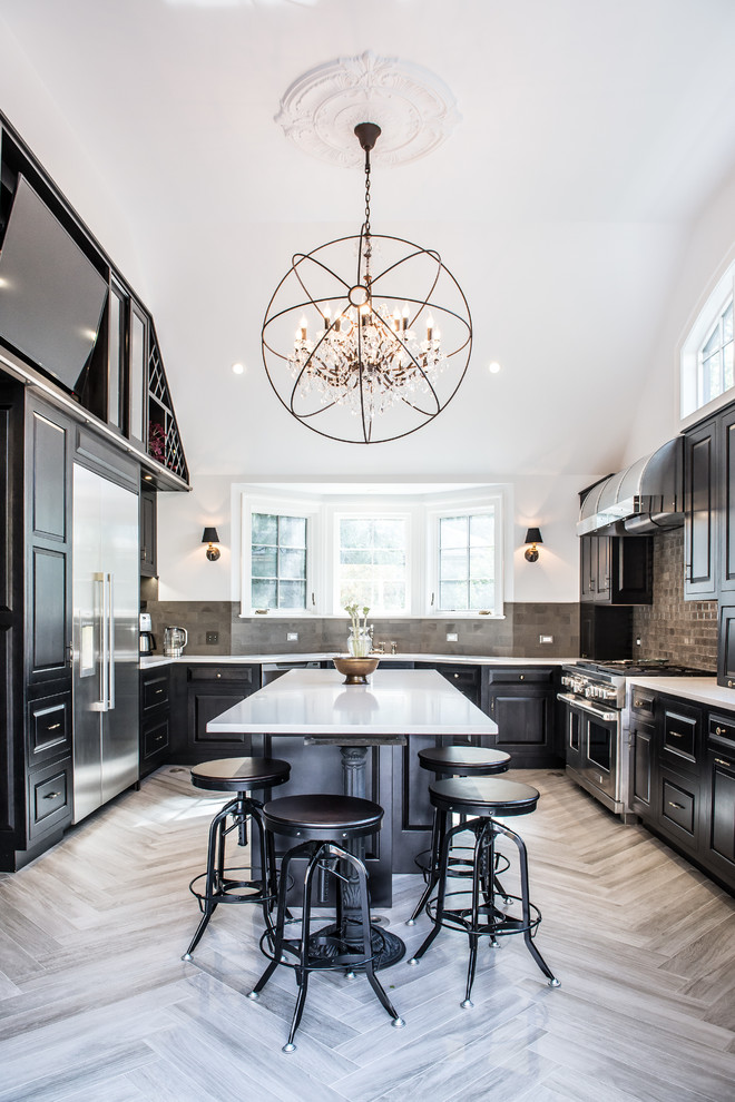 u shaped kitchen with island