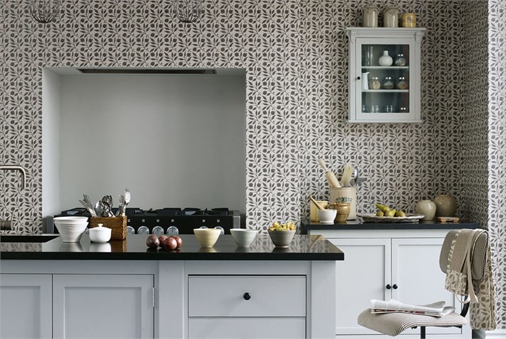 black and white kitchen wallpaper