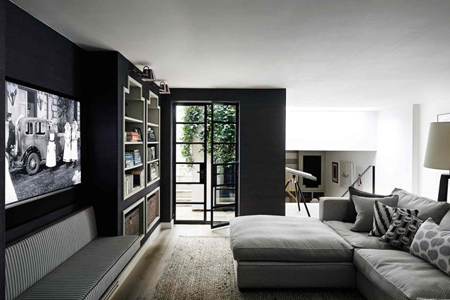 black-wall-room-with-grey-furniture