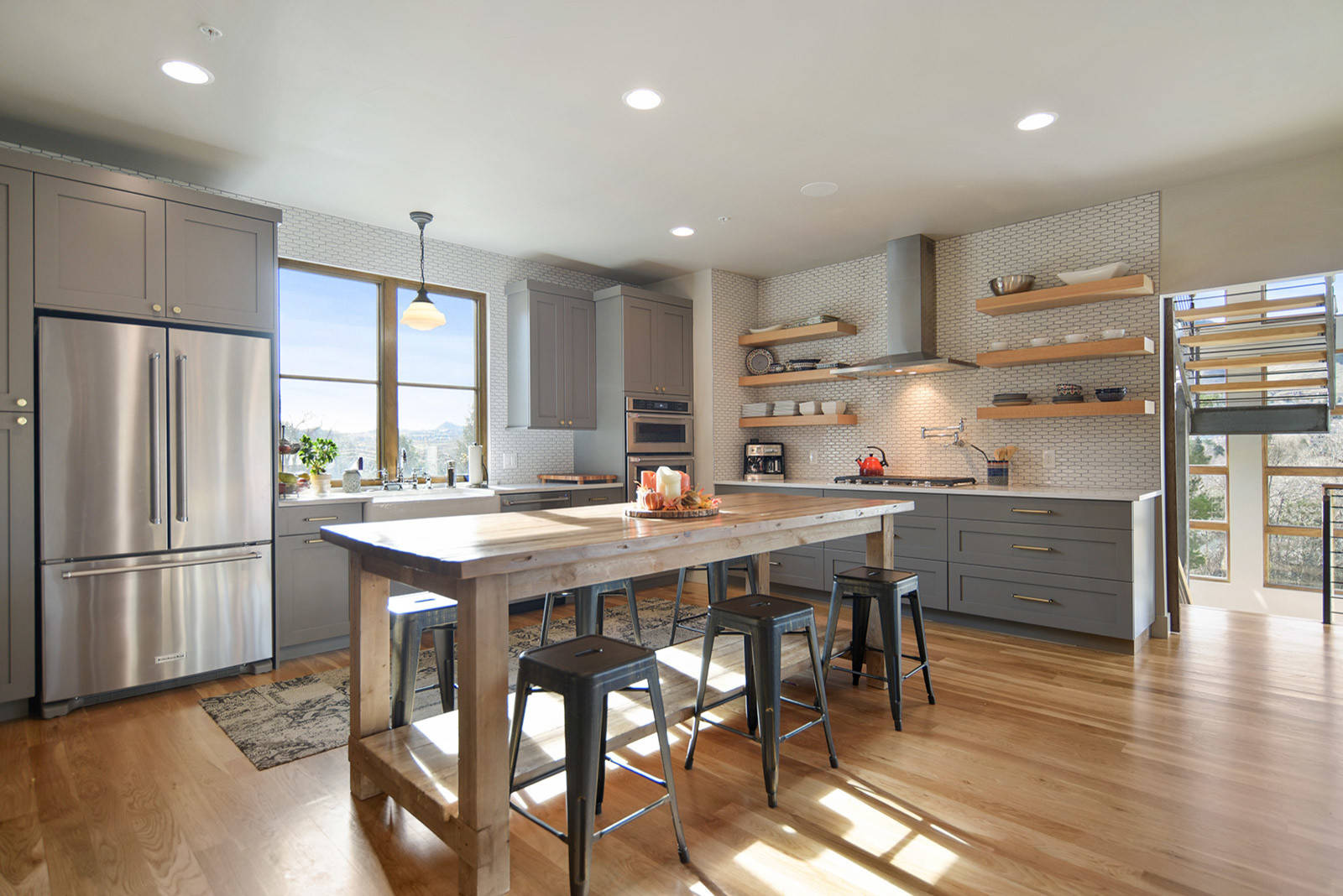 open-shelving-l-shaped-kitchen-layout - My Ideal Home