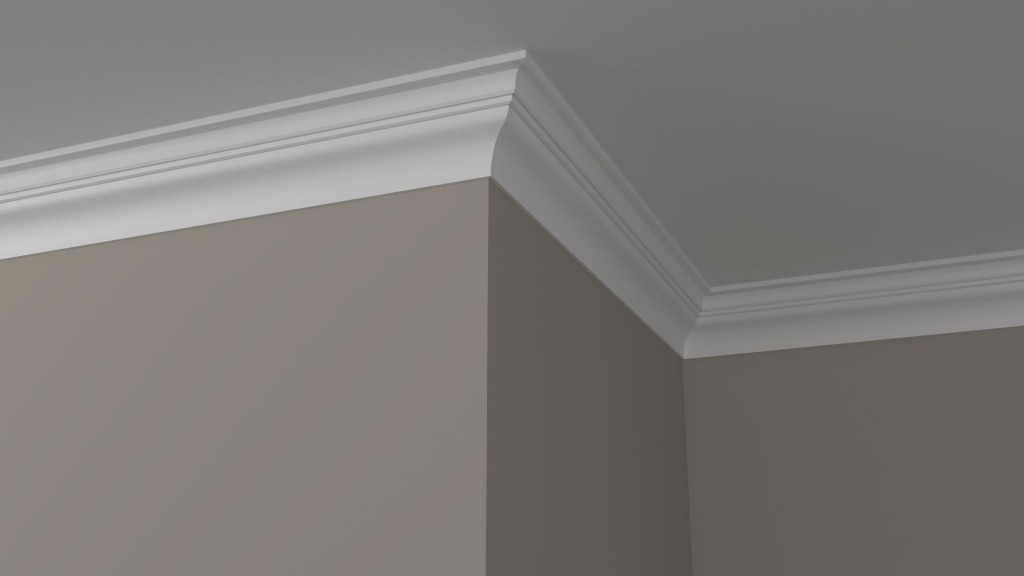 white-crown-molding-on-gray-walls