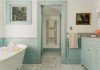 light-blue-seafoam-green-railing-wall-trim-moulding