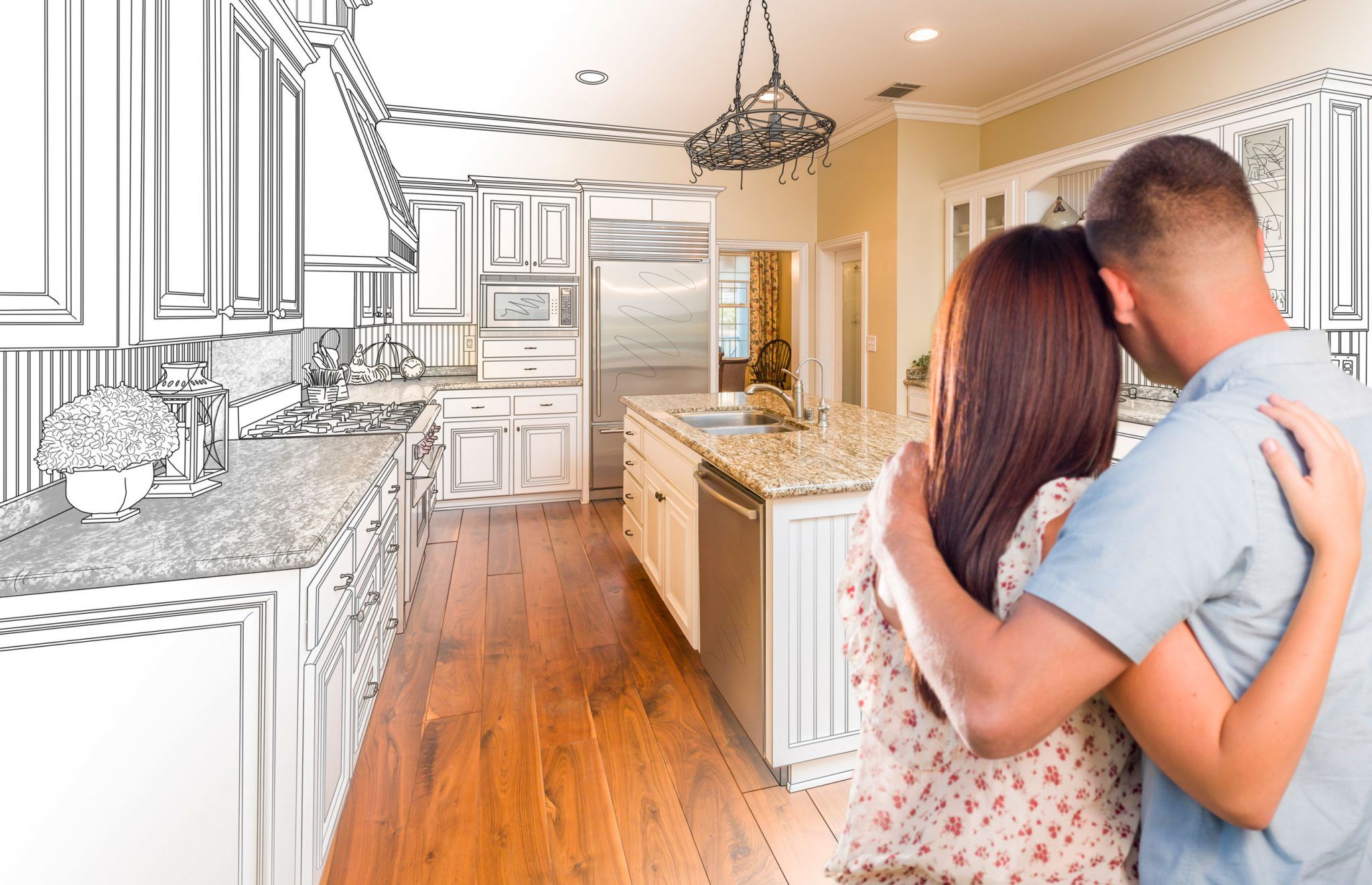 Couple-planning-their-ideal-home-remodel-through-financing